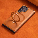 Business Retro Leather Holder Magnetic Case For Samsung