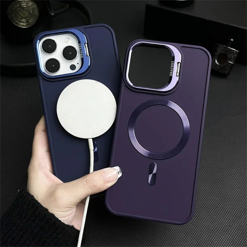Magnetic Camera Bracket Matte Case for iPhone
