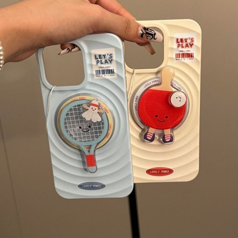 Cute Racket Expression Stand Case For iPhone