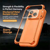 Airbag Shockproof Metal Frame Case with Lens Film for iPhone