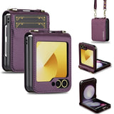 Crossbody Lanyard & Card Slots Leather Case for Samsung Z Flip