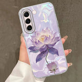 Luxury Pink Peony Lotus Print Women Phone Case For Samsung