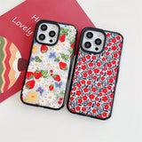 Cute Red Flower Cherry Painting Phone Case For iPhone