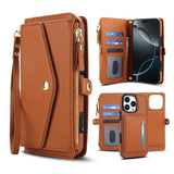 Leather RFID Blocking Lanyard Wallet Case for iPhone