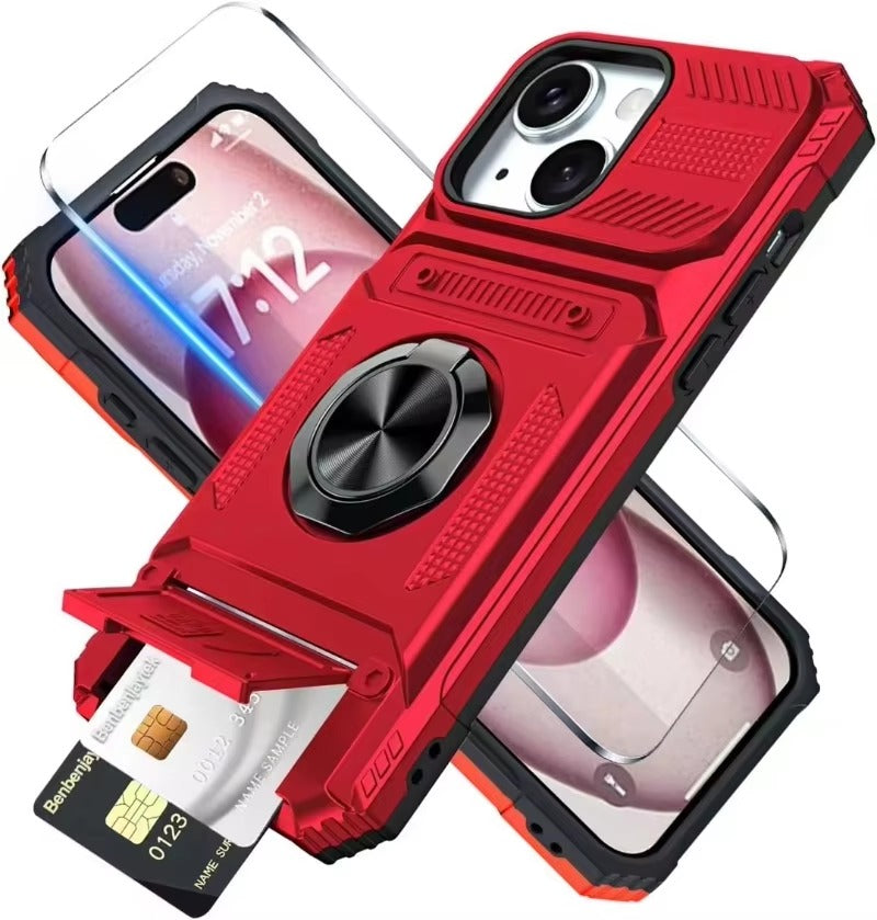 Wallet Magnetic Rotated Ring Kickstand Case For iPhone