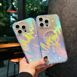 Colorful Gradient Aurora Feather Magnetic Case For iPhone