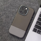 Color‑Block PC Leather Magnetic Anti‑Drop Case for iPhone