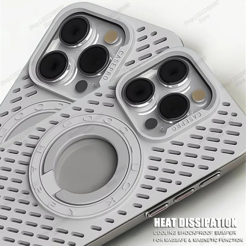 Heat Dissipation Breathable Magnetic Ring Holder Case For iPhone