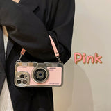 Fashion 3D Retro Camera Handheld Leather Case for iPhone