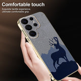 Premium Plaid Reindeer Electroplated Phone Case for Samsung