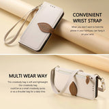 Leaf-Designed Leather Card Slot Lanyard Flip Case for Samsung