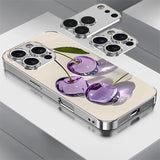 Crystal Purple Cherry Pattern Electroplated Case for iPhone