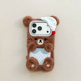 Cute Plush Bear And Rabbit Anti-Fall Phone Case For IPhone