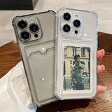 Wallet Card Holder Clear Soft Phone Case for iPhone