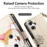 Cute Cat Card Holder Wallet Lanyard Case for iPhone