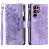 Luxury Embossed Card Slots Zipper Wallet Leather Case for Samsung