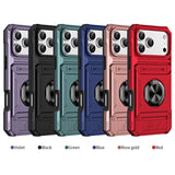Armor Card Slot Ring Stand Shockproof Case For iPhone