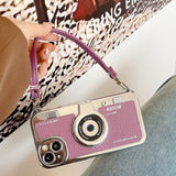 Fashion 3D Retro Camera Handheld Leather Case for iPhone