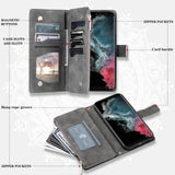 Luxury Embossed Card Slots Zipper Wallet Leather Case for Samsung