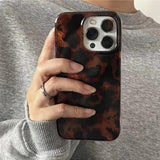 Retro Amber Texture Stylish Leopard Print Phone Case for iPhone