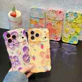 Oil Painting Style Floral Glossy Anti-Fall Soft Case for IPhone