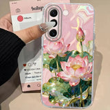 Luxury Pink Peony Lotus Print Women Phone Case For Samsung