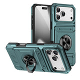 Armor Card Slot Ring Stand Shockproof Case For iPhone