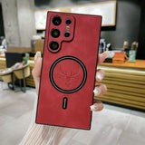 Leather Elk Magnetic Charging Case for Samsung
