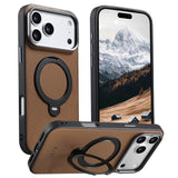 Leather Magnetic Charging Rotatable Kickstand Case for iPhone