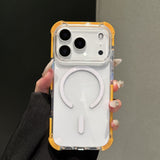 Cream-Colored Border Magnetic Silicone Four-Corner Anti-Drop Case For IPhone