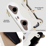 Cute Raccoon Leather Cross-Body Wallet Phone Case For IPhone