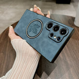 Luxury Sheepskin Maple Leaf Magnetic Phone Case for Samsung