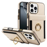 Wallet Card Slot Ring Holder Leather Case for iPhone