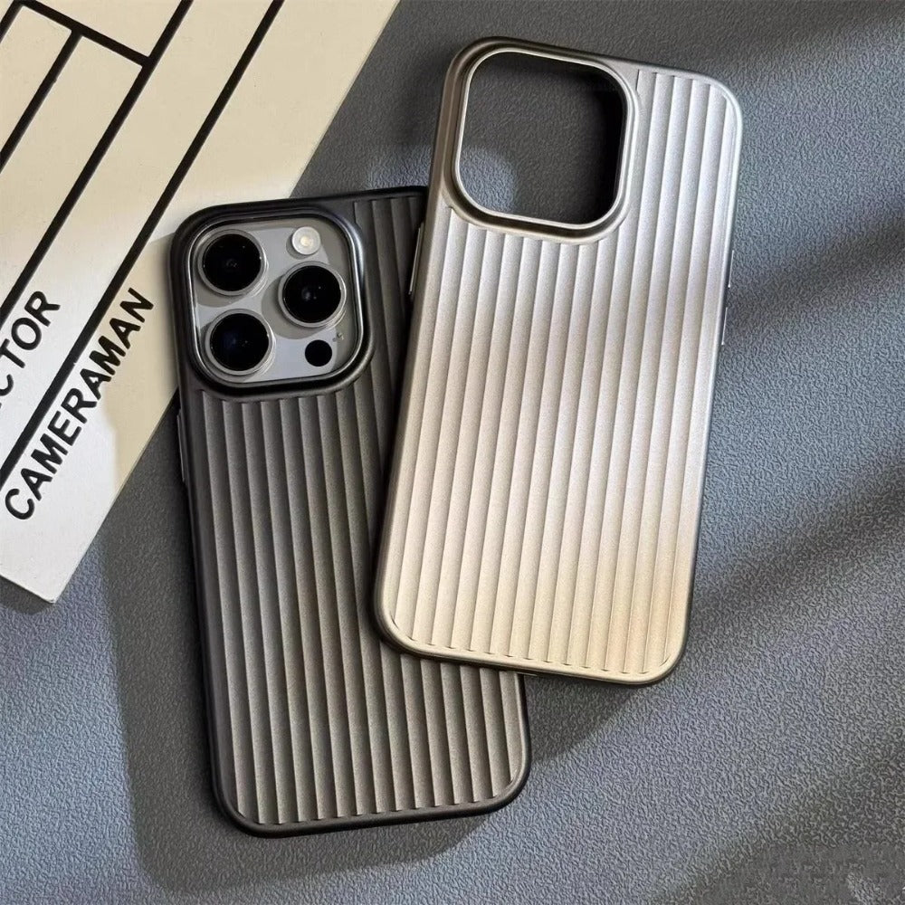 Luxury Natural Titanium Corrugated Phone Case for iPhone