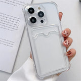 Wallet Card Holder Clear Soft Phone Case for iPhone
