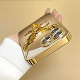 Golden Eagle Electroplated Tempered Glass Phone Case for iPhone