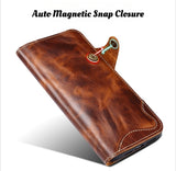 Premium Oil Wax Cowhide Button Design Case for iPhone