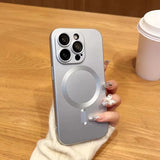 Silicone Glass Lens Magnetic Wireless Charge Case for iPhone