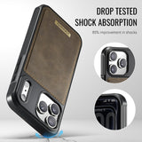 Leather Wallet Magnetic Charging Case for iPhone
