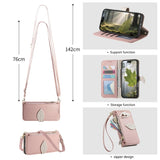 Leaf-Designed Leather Flip Cover Card Slot Lanyard Shockproof Case For Samsung