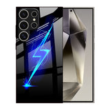 Lightning Pattern Soft-Edge Glass Phone Case For Samsung