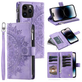 Leather Flip Card Wallet Embossing Phone Case for iphone