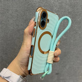 Ripple Plating Wrist Strap Magnetic Phone Case For iPhone