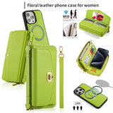 Magnetic Crossbody Handheld Wallet Card Leather Case for iPhone