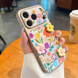3D Gilded Floral Embossed Glitter Case for iPhone