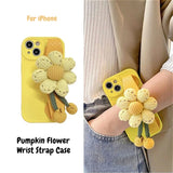 Pumpkin Flower Wrist Strap with Lanyard Phone Case for iPhone