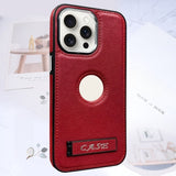 Faux Leather Shockproof Phone Case with Stand for IPhone