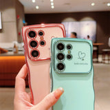 Wavy-Edge Electroplated Heart Shockproof Phone Case for Samsung