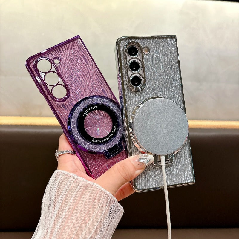 Ring Electroplate Sparkling Magnetic Phone Case for Samsung