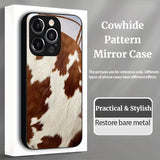 Cowhide Pattern Mirror Phone Case for iPhone